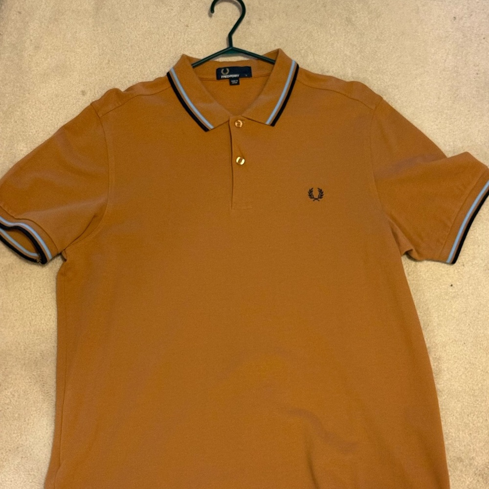 Fred Perry Men's Polo Shirt - Tan with Black Accents